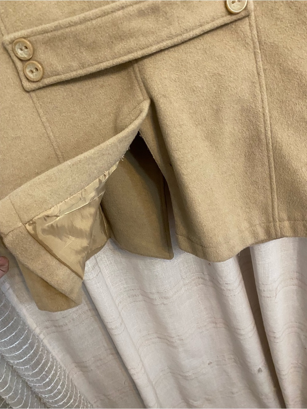 Old Navy Tan Italian Wool Blend Double-Breasted Pea Coat - Picture 8 of 10